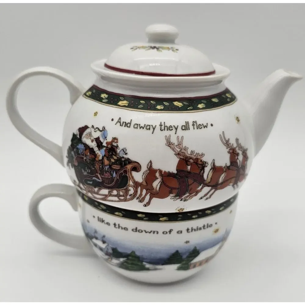Portmeirion A Christmas Story Tea for One Porcelain Tea Pot & Cup Set No Box
